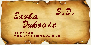 Savka Duković vizit kartica